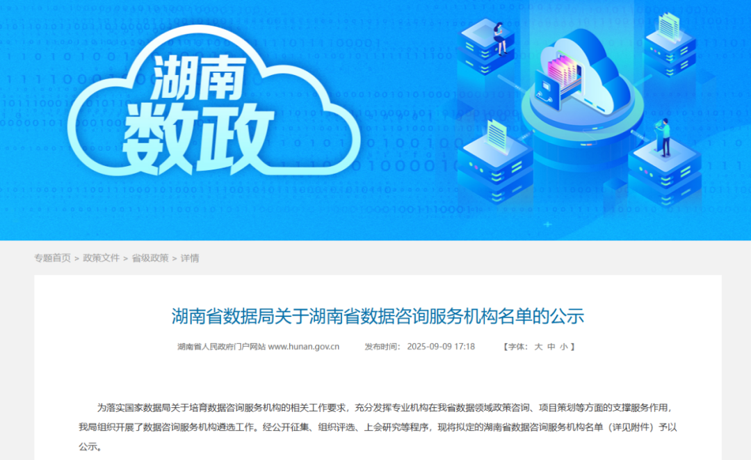 中电互联和所属企业长智院入选湖南省数据咨询服务机构名单