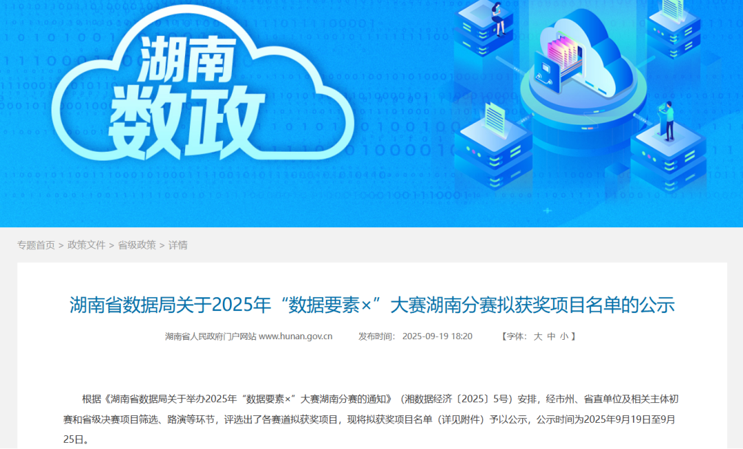 喜报！中电互联荣获2025年“数据要素×”大赛湖南分赛工业制造赛道一等奖