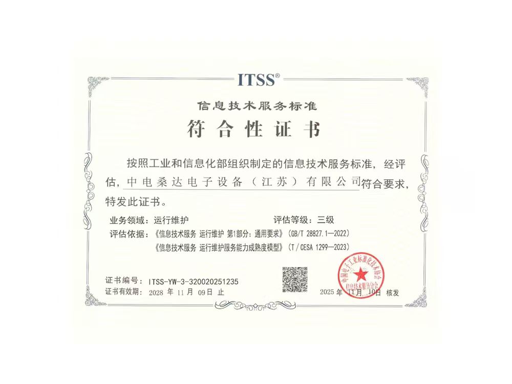 信息技术服务标准符合性证书-ITSS三级