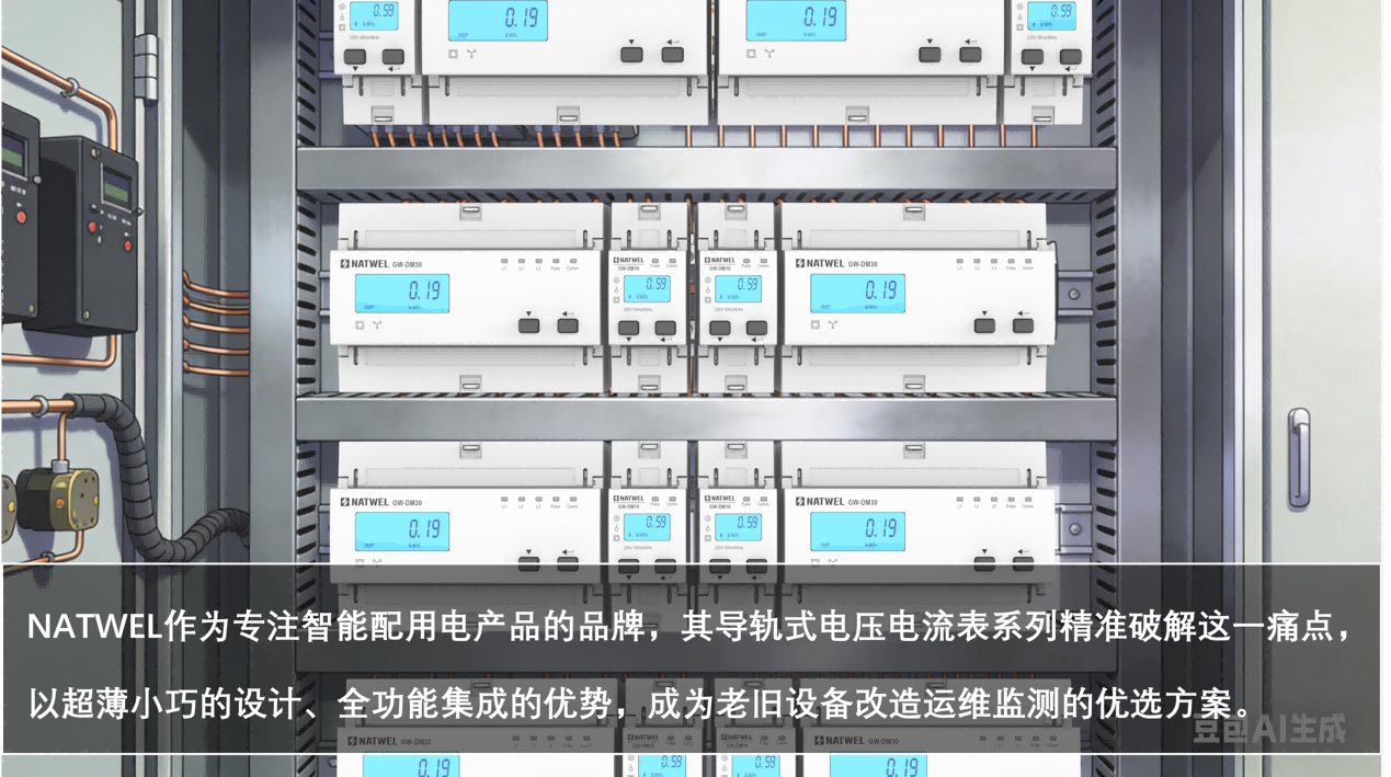 改造项目空间有限？NATWEL导轨式多功能电表集电压、电流、功率因数于一体，小巧功能全！
